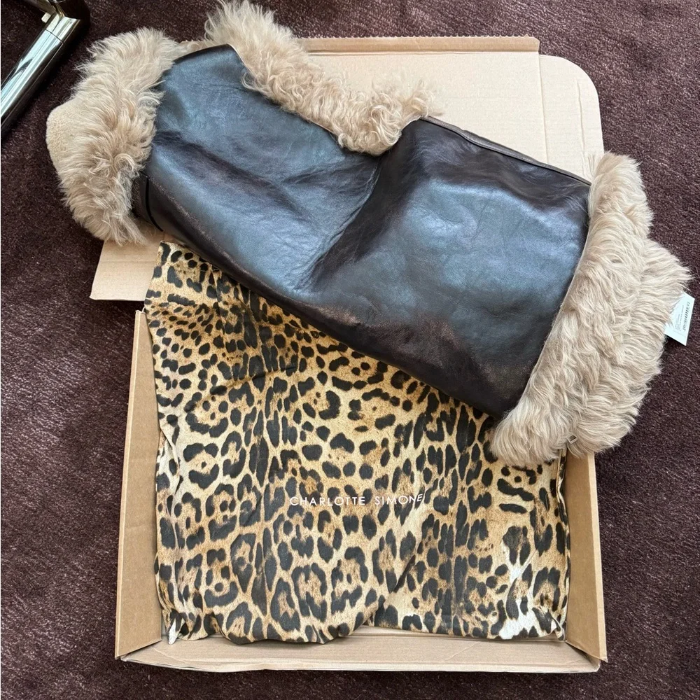 NWT Charlotte Simone leather and fur vest - Picture 7 of 8